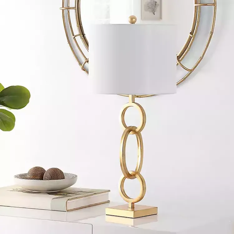 Table Lamps-Kirklands Home Gold Stacked Rings Alaia Table Lamp White
