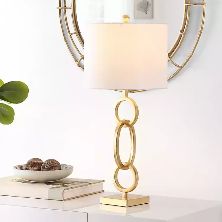 Table Lamps-Kirklands Home Gold Stacked Rings Alaia Table Lamp White