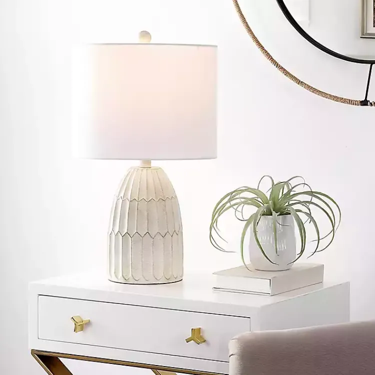 Table Lamps-Kirklands Home Weathered Geometric Table Lamp White