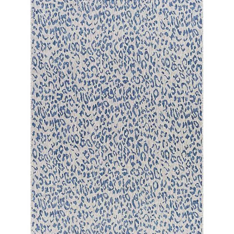 Outdoor Rugs-Kirklands Home Cauli Leopard Print Outdoor Rug, 8x12 Blue