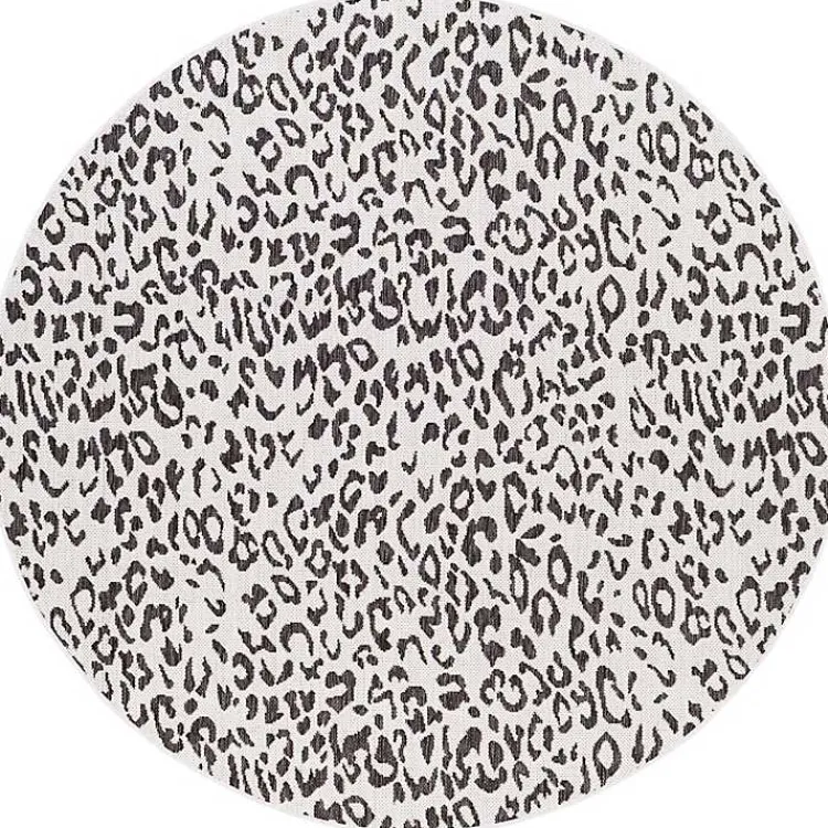 Outdoor Rugs-Kirklands Home Cauli Leopard Print Round Outdoor Rug, 6 ft. Black