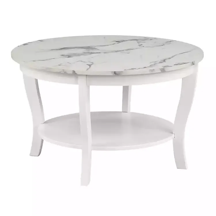 Accent & End Tables-Kirklands Home Marble Round Coffee Table White