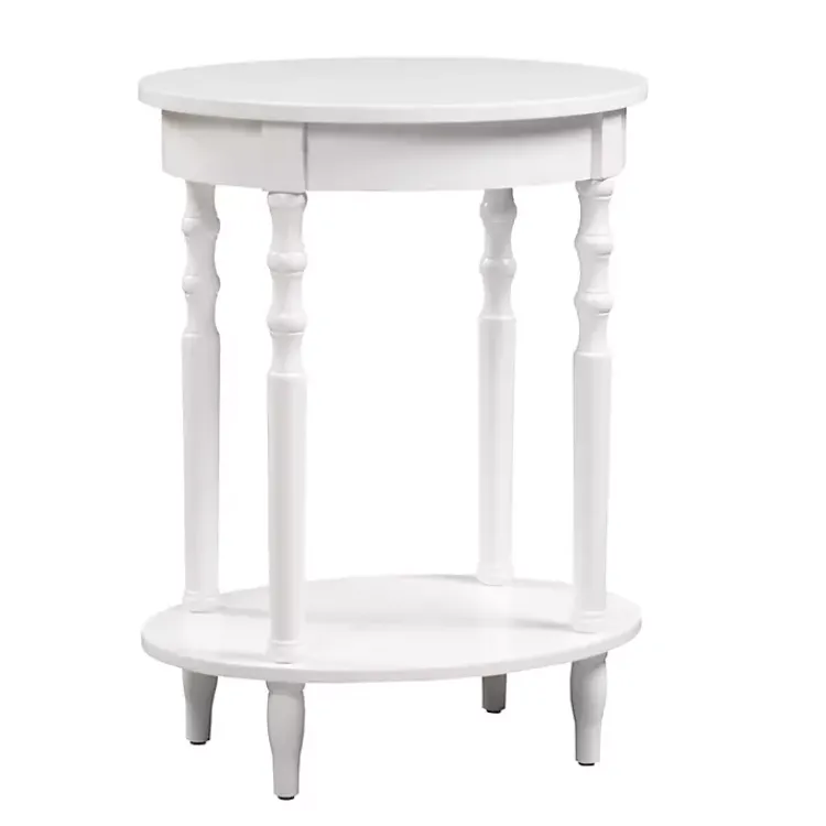 Accent & End Tables-Kirklands Home Spindle Legs Oval Accent Table White