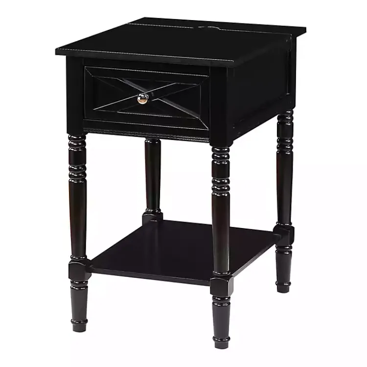 Accent & End Tables-Kirklands Home Wood Charging Traditional Accent Table Black