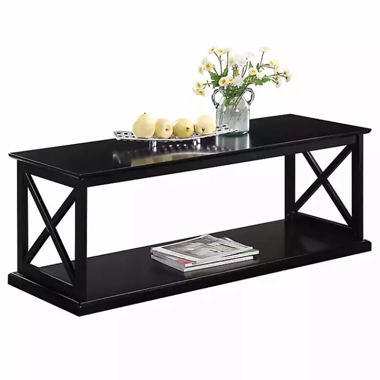 Coffee Tables-Kirklands Home Wood Double X Sides Coffee Table Black