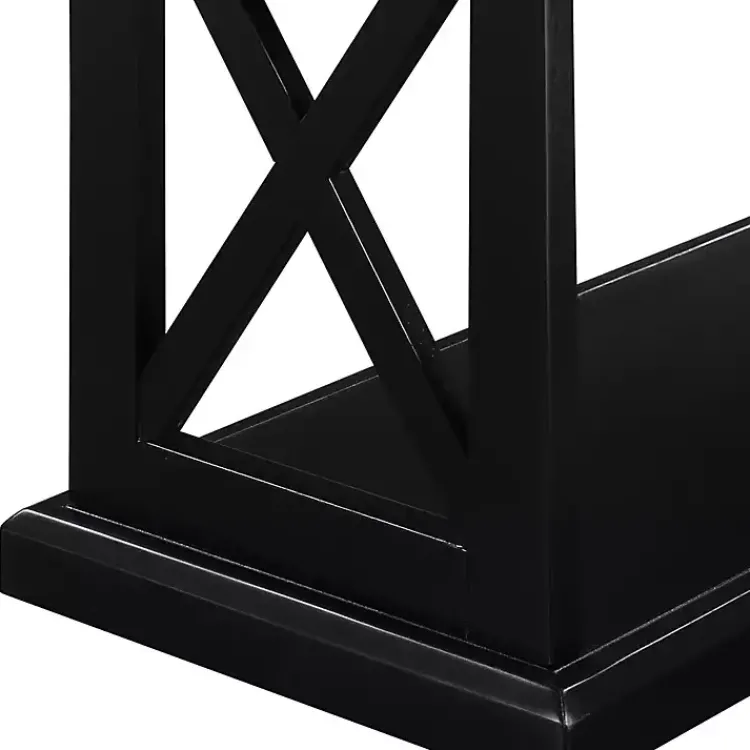 Console Tables-Kirklands Home Wood Double X Sides Console Table Black