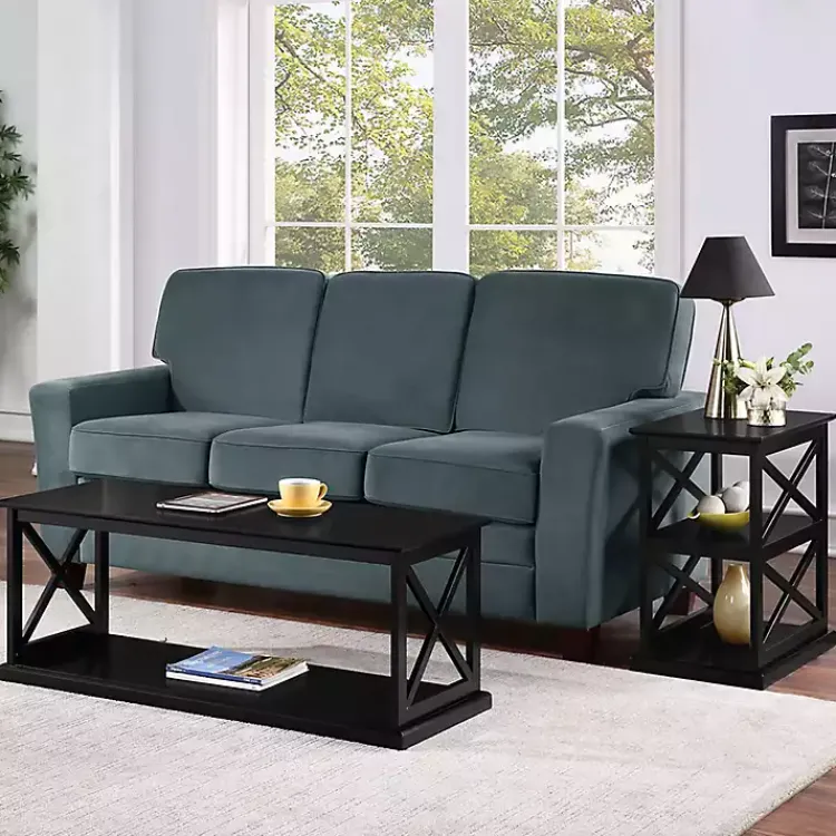 Console Tables-Kirklands Home Wood Double X Sides Console Table Black