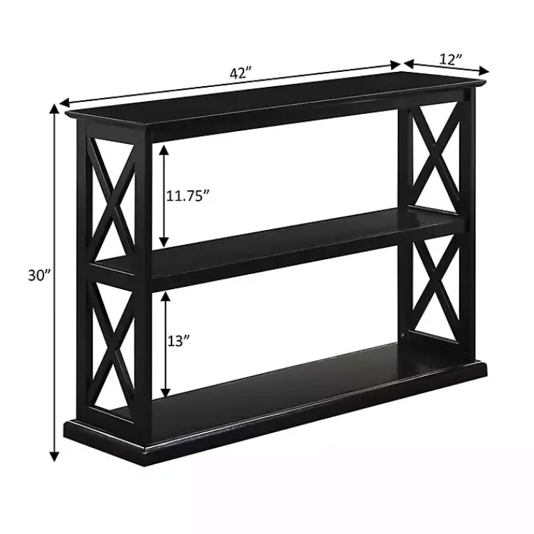 Console Tables-Kirklands Home Wood Double X Sides Console Table Black