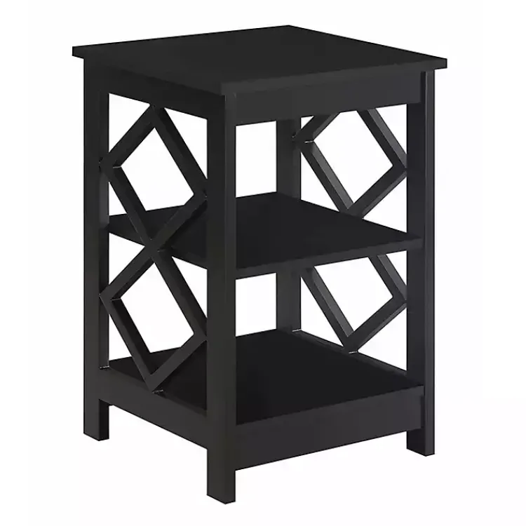 Accent & End Tables-Kirklands Home Wood Diamond 2-Tier Accent Table Black