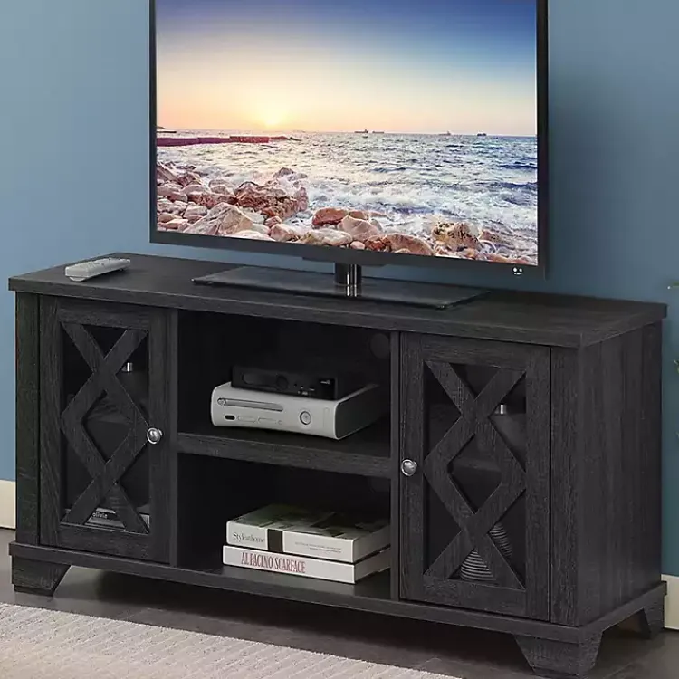 Tv Stands & Media Consoles-Kirklands Home Wood X Doors Media Cabinet Gray