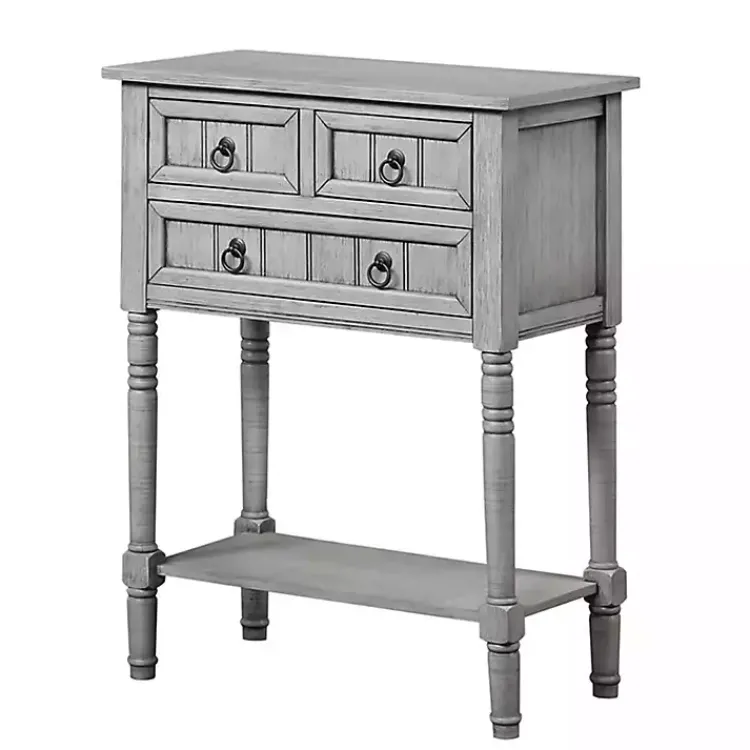Accent & End Tables-Kirklands Home Light 3-Drawer Turned Legs Accent Table Gray