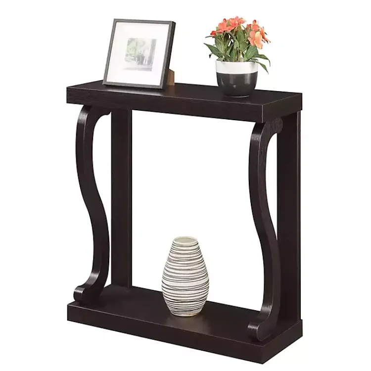 Console Tables-Kirklands Home Espresso Wood Curved Sides Console Table Brown