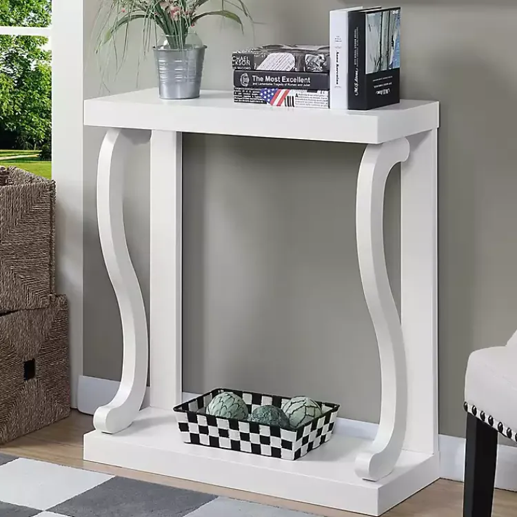 Console Tables-Kirklands Home Wood Curved Sides Console Table White