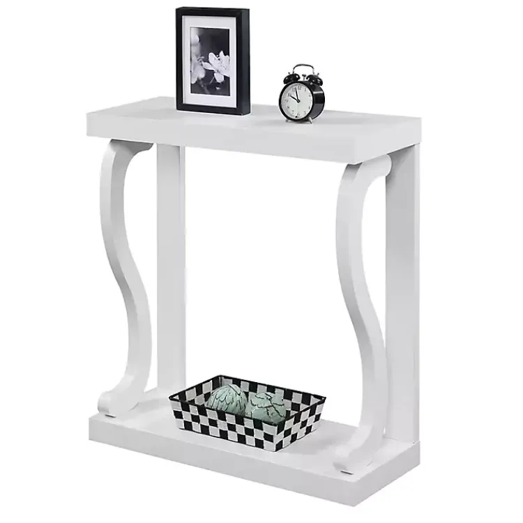 Console Tables-Kirklands Home Wood Curved Sides Console Table White