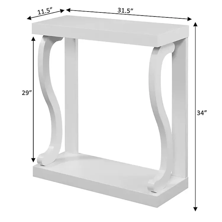 Console Tables-Kirklands Home Wood Curved Sides Console Table White