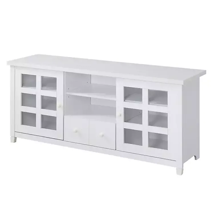 Tv Stands & Media Consoles-Kirklands Home Wood 2-Door Windowpane Media Cabinet White