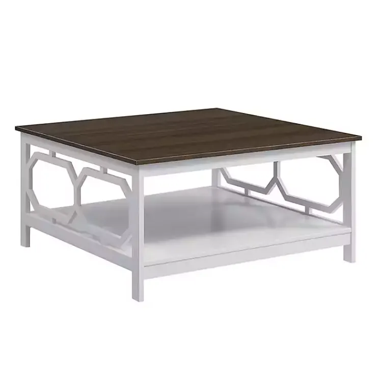 Coffee Tables-Kirklands Home White Two-Tone Geometric Sides Square Coffee Table