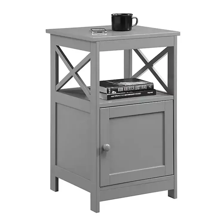 Accent & End Tables-Kirklands Home Wood X Sides Storage Accent Table Gray