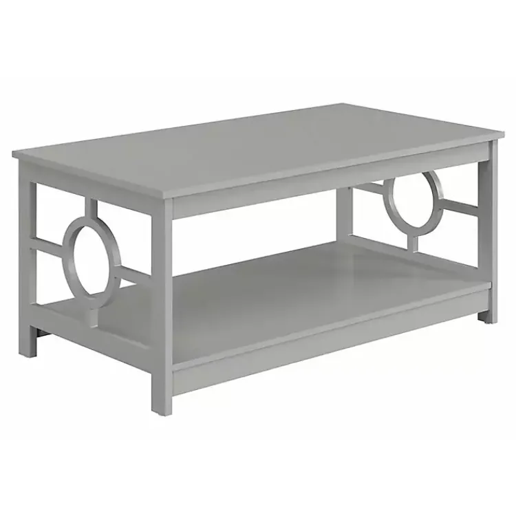 Coffee Tables-Kirklands Home Light Circle Cut-Out Sides Coffee Table Gray