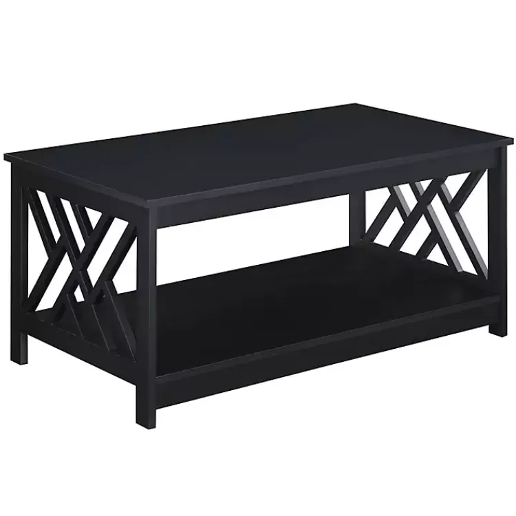 Coffee Tables-Kirklands Home Cut-Out Sides Coffee Table Black