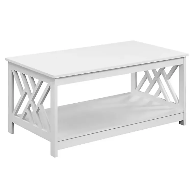 Coffee Tables-Kirklands Home Cut-Out Sides Coffee Table White
