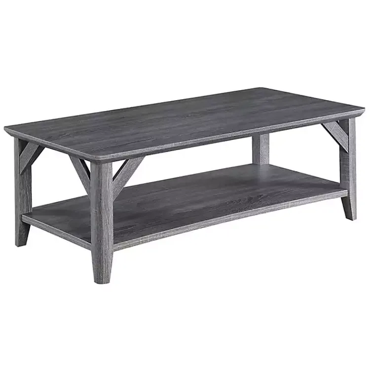Coffee Tables-Kirklands Home Tapered Legs Rustic Coffee Table Gray