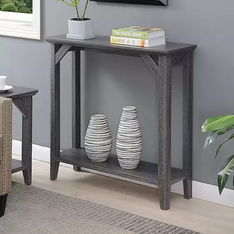 Console Tables-Kirklands Home Tapered Legs Rustic Console Table Gray