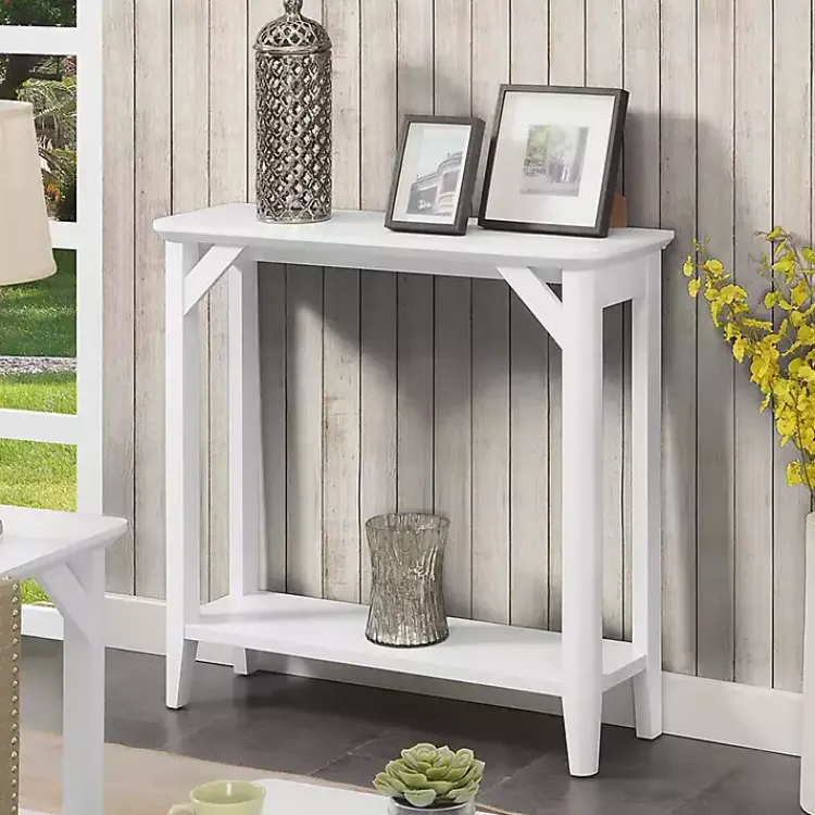 Console Tables-Kirklands Home Tapered Legs Rustic Console Table White