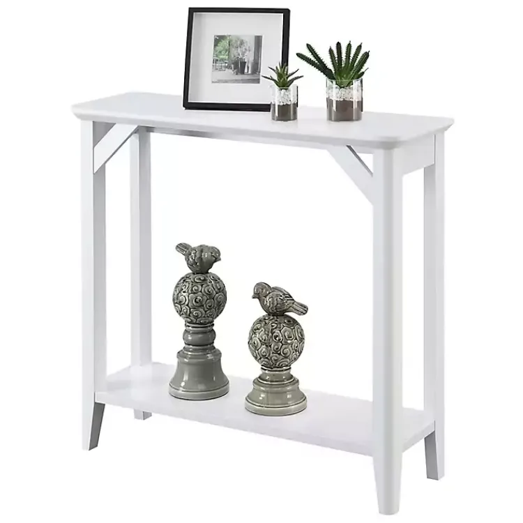 Console Tables-Kirklands Home Tapered Legs Rustic Console Table White
