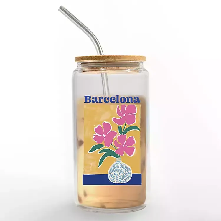 Glassware & Drinkware-Kirklands Home Floral Barcelona Glass Tumbler