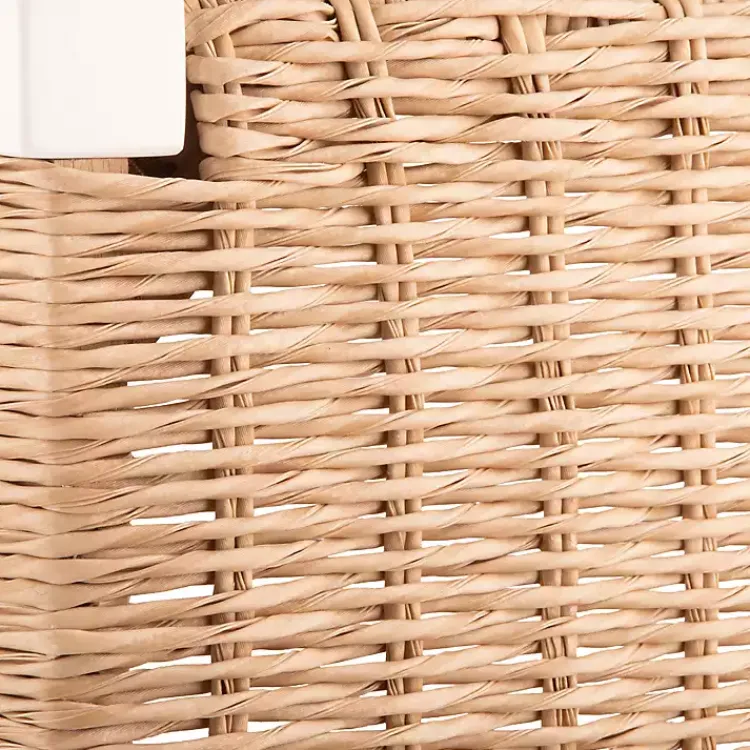 Benches & Ottomans-Kirklands Home White Newport Wood and Rattan Bench with Shelf Brown