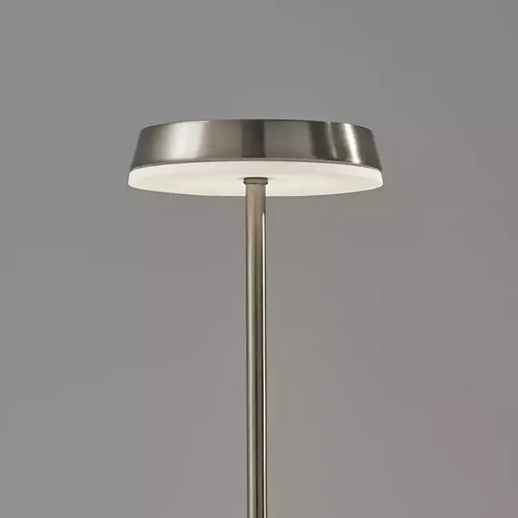Outdoor Lighting-Kirklands Home Steel Metal Disc Frosted Light Cordless Table Lamp Silver
