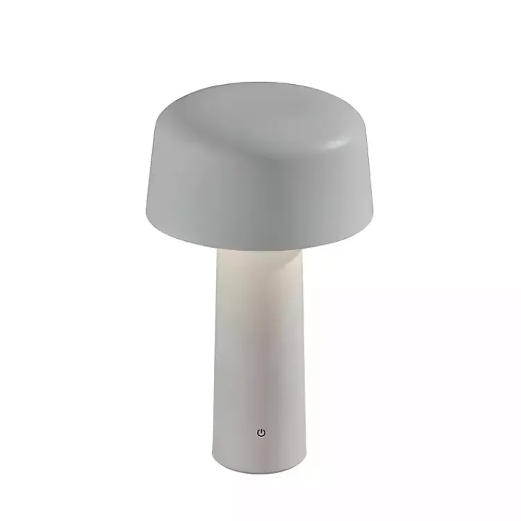 Outdoor Lighting-Kirklands Home Metal Dome Frosted Light Cordless Table Lamp White