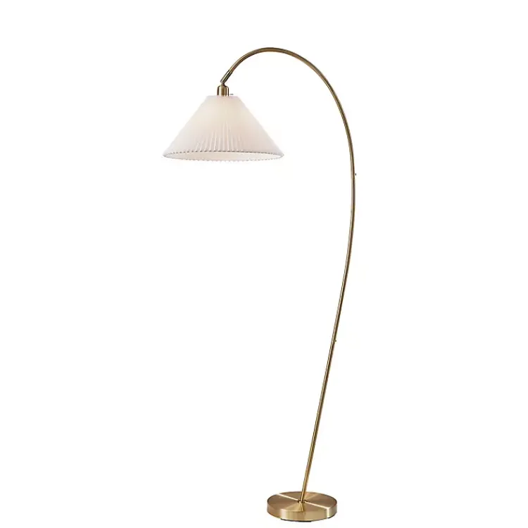 Floor Lamps-Kirklands Home Antique Brass Curved Arch Floor Lamp White
