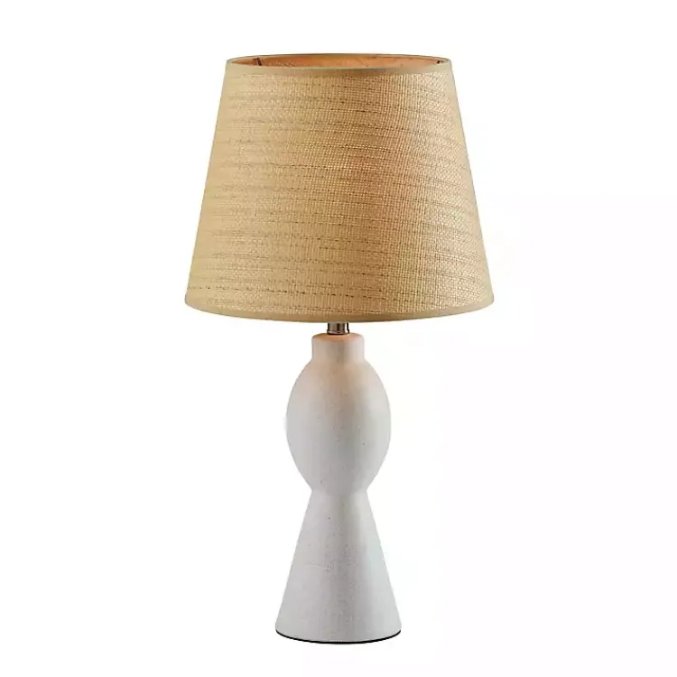 Table Lamps-Kirklands Home Ivory Ceramic Woven Rat Shade Table Lamp Tan
