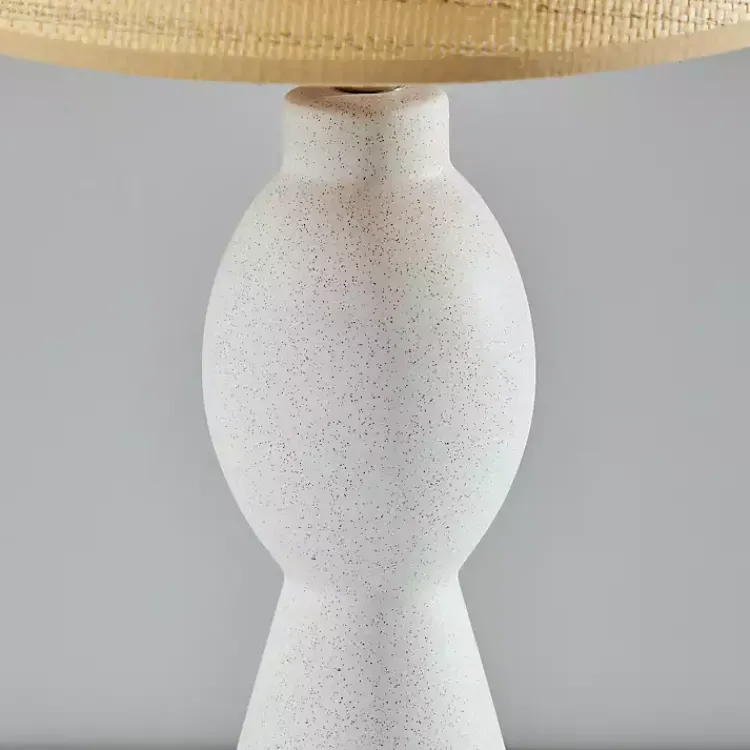 Table Lamps-Kirklands Home Ivory Ceramic Woven Rat Shade Table Lamp Tan