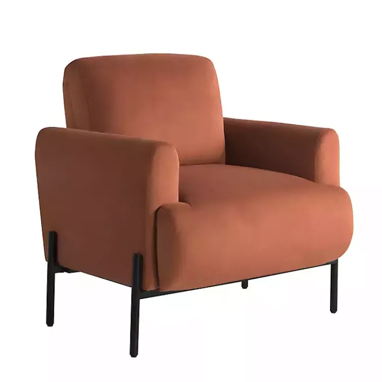 Accent Chairs-Kirklands Home Rust Velvet Upholstered Knox Accent Chair Orange