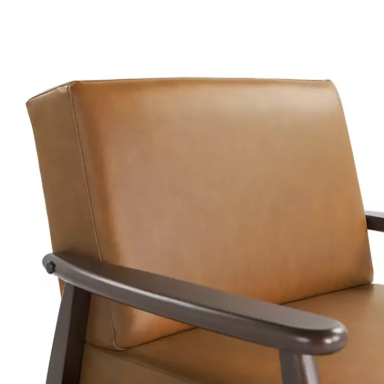 Accent Chairs-Kirklands Home Light Faux Leather Ambon Accent Chair Brown