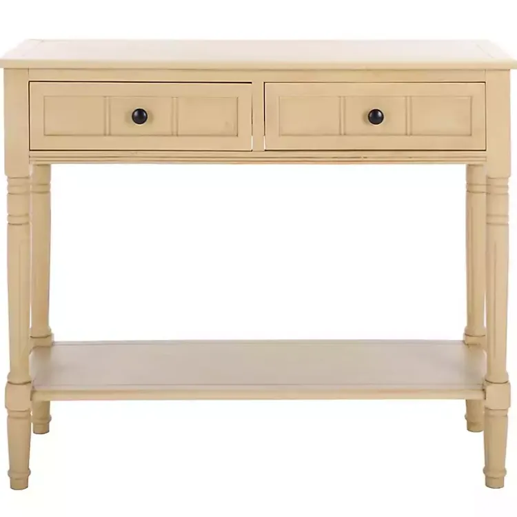 Console Tables-Kirklands Home Warm Natural 2- Drawer Samantha Console Table Tan