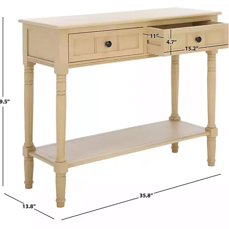 Console Tables-Kirklands Home Warm Natural 2- Drawer Samantha Console Table Tan