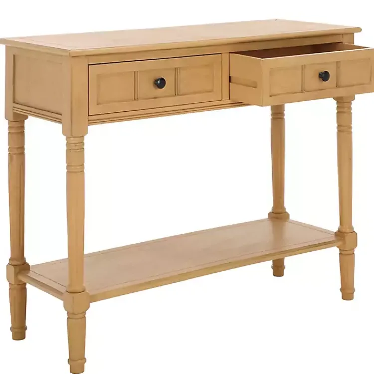Console Tables-Kirklands Home Natural 2- Drawer Samantha Console Table Tan