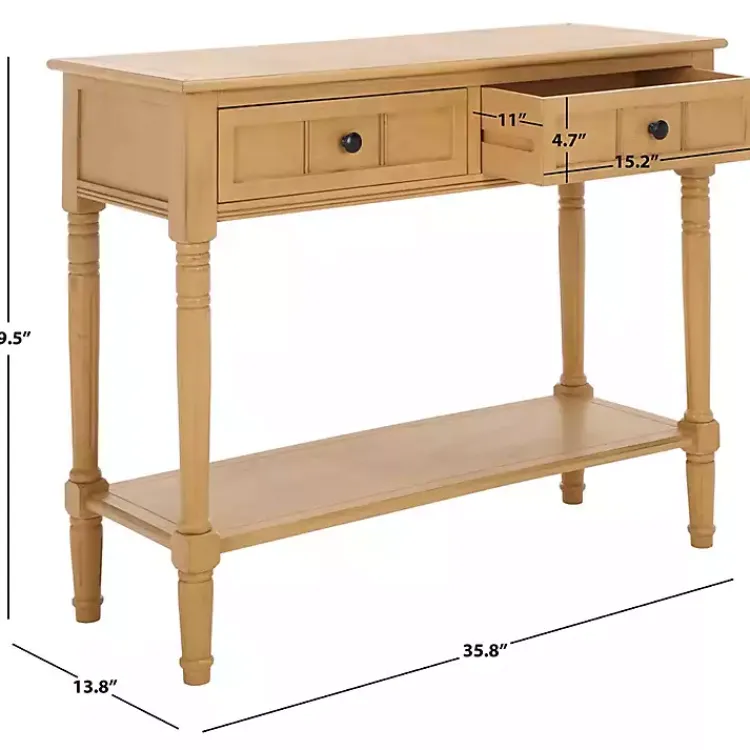 Console Tables-Kirklands Home Natural 2- Drawer Samantha Console Table Tan