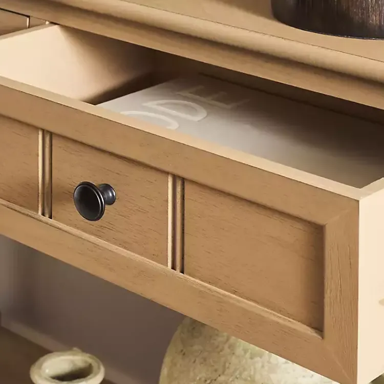 Console Tables-Kirklands Home Natural 2- Drawer Samantha Console Table Tan