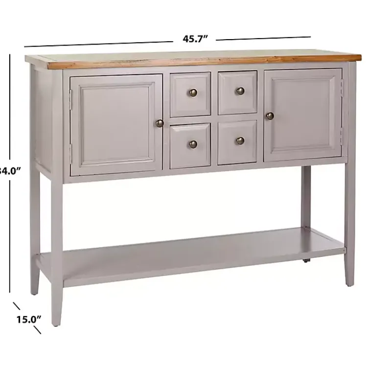 Cabinets & Sideboards-Kirklands Home & Oak 4-Drawer Charlotte Sideboard Gray