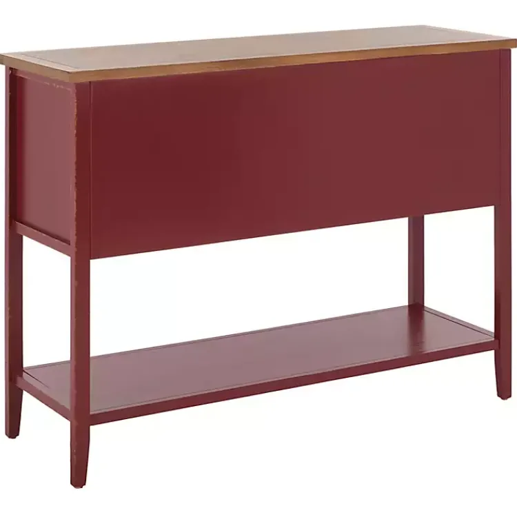 Cabinets & Sideboards-Kirklands Home & Oak 4-Drawer Charlotte Sideboard Red