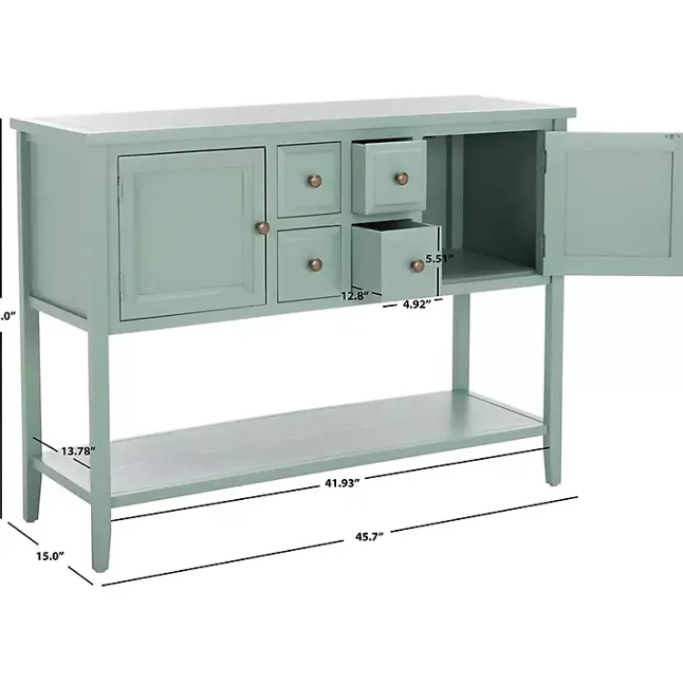 Cabinets & Sideboards-Kirklands Home Seafoam 4-Drawer Charlotte Sideboard Green