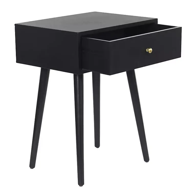 Accent & End Tables-Kirklands Home Wood 1-Drawer Arthur Accent Table Black