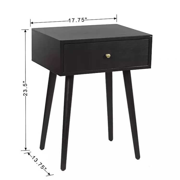 Accent & End Tables-Kirklands Home Wood 1-Drawer Arthur Accent Table Black