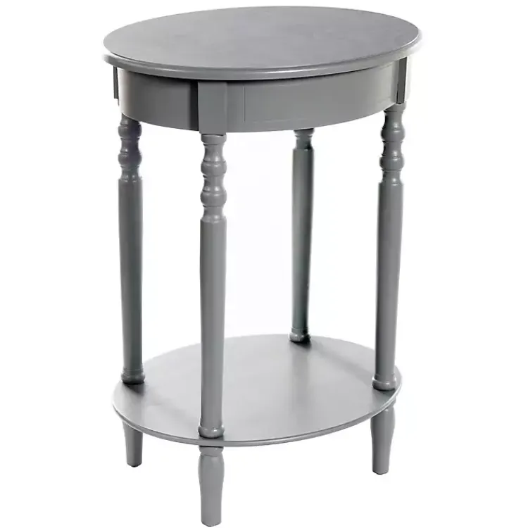 Accent & End Tables-Kirklands Home Wood Oval Emily Accent Table Gray