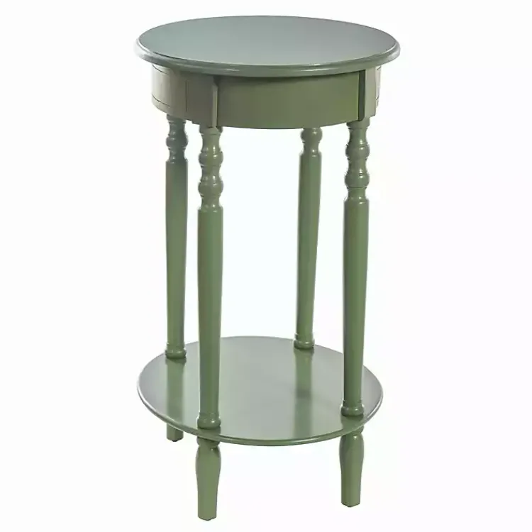 Accent & End Tables-Kirklands Home Wood Oval Emily Accent Table Green